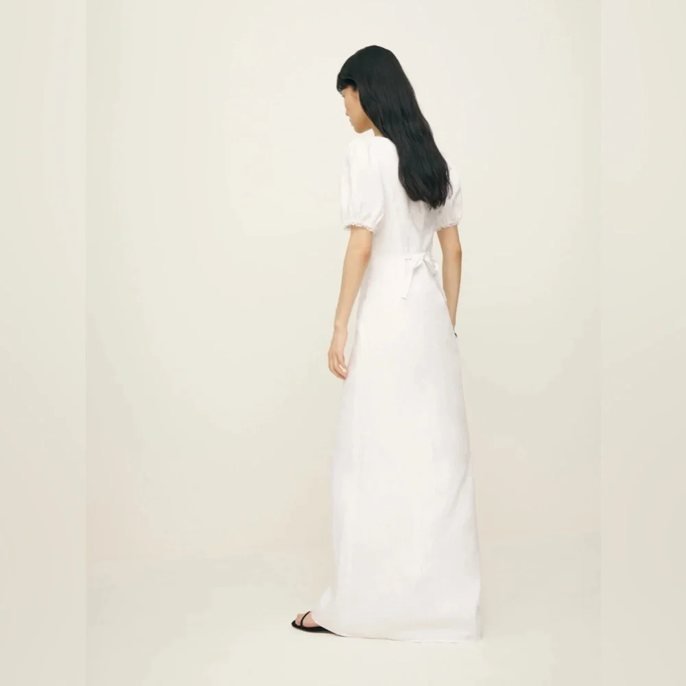 Reformation NWT 12 Cherise White Linen Maxi Dress
